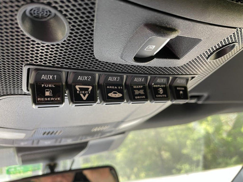 Printed Series Auxiliary Switch Labels (Upfitter) - 2017-2020 F-150 Raptor, 2017-2022 F-250 / F-350 Super Duty / 2024+ Grenadier - StickerFab