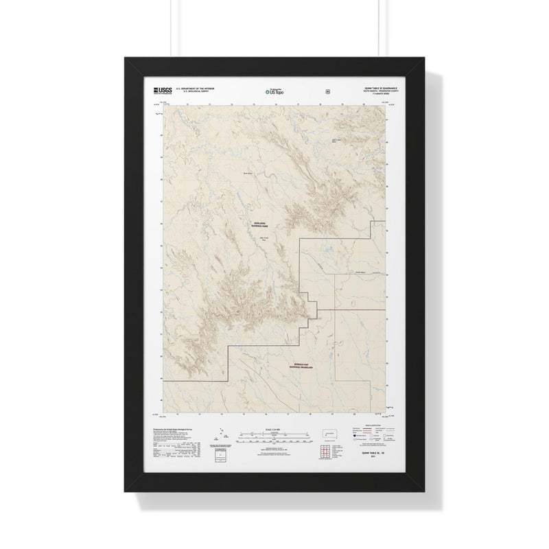 2021 Badlands Topographic Framed Poster - StickerFab