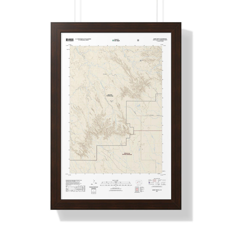 2021 Badlands Topographic Framed Poster - StickerFab