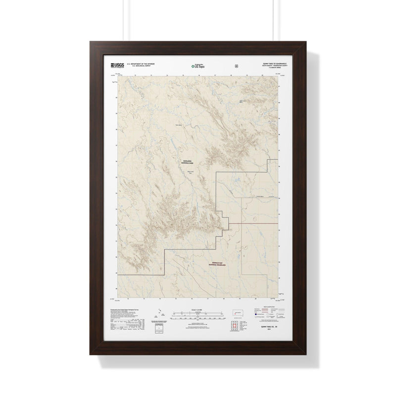 2021 Badlands Topographic Framed Poster - StickerFab