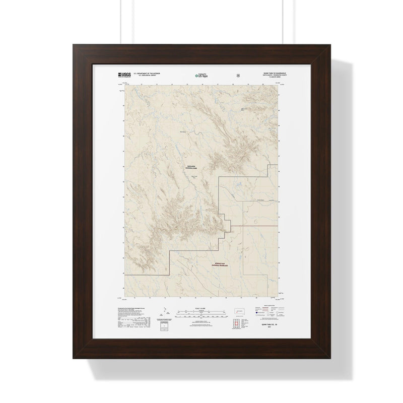 2021 Badlands Topographic Framed Poster - StickerFab