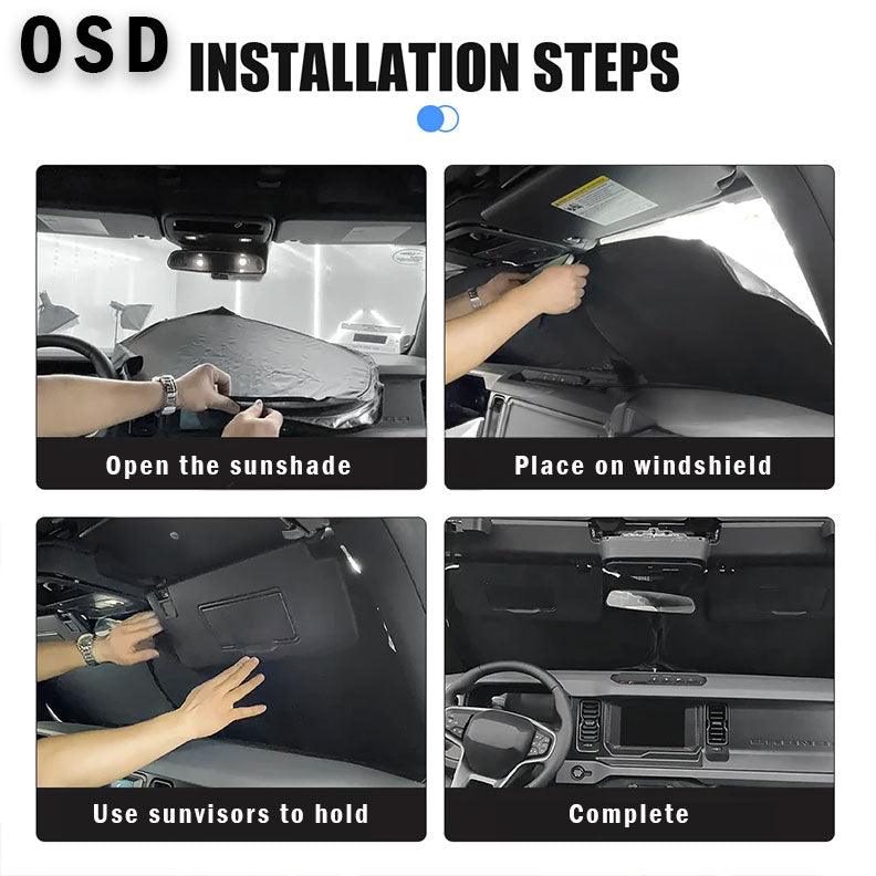 OSD Easy Foldable Front Windshield Sunshade - 2021+ Bronco - StickerFab