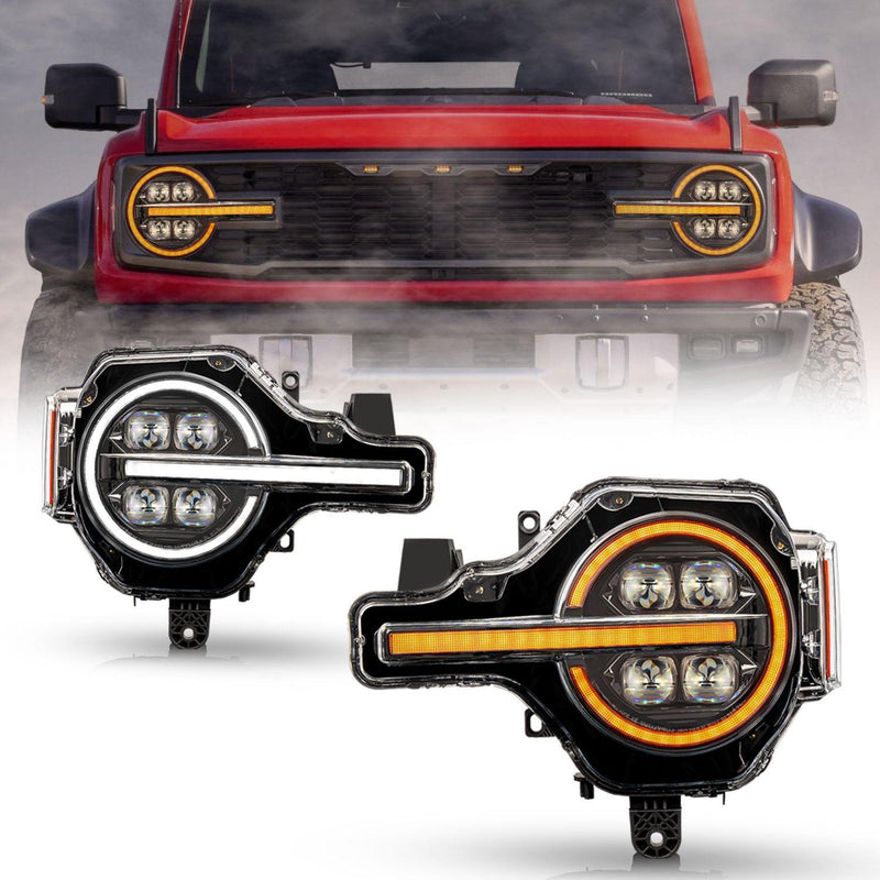 Archaic V1 Quad Projector High Output LED Headlights - 2021+ Bronco - StickerFab