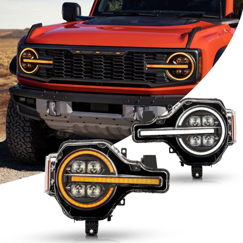 Archaic V1 Quad Projector High Output LED Headlights - 2021+ Bronco - StickerFab