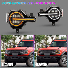 Archaic V1 Quad Projector High Output LED Headlights - 2021+ Bronco - StickerFab