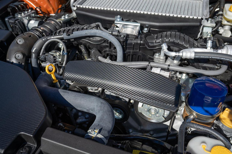 3D Carbon Alternator Pully Cover Overlay fits 2022+ Subaru WRX - StickerFab