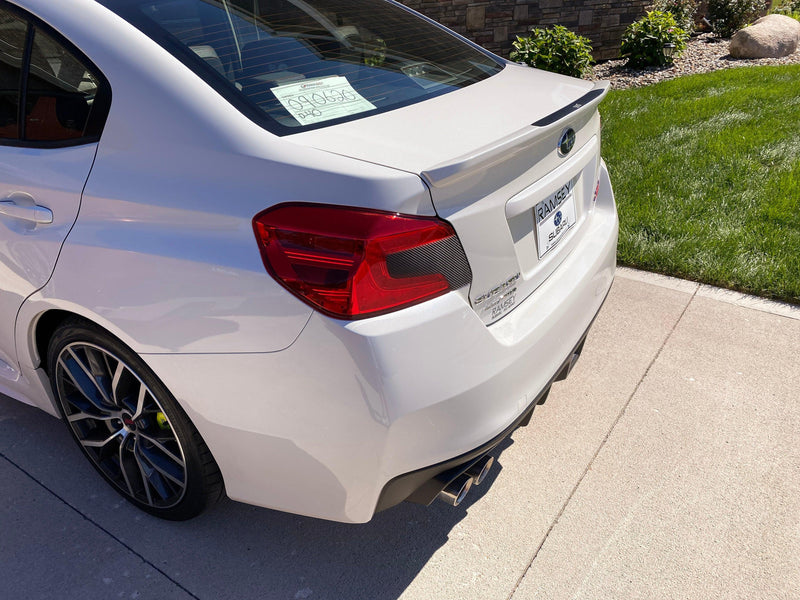 3D Carbon Low Profile OEM Spoiler Protector Accent with Logo - 2015-2021 WRX / STI - StickerFab