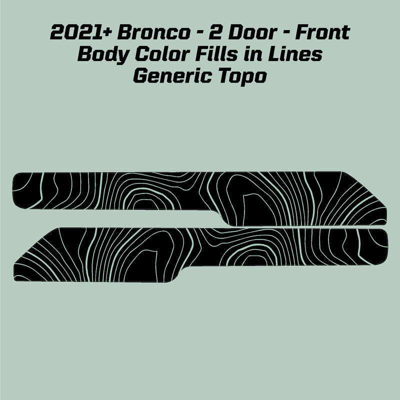 Topo Front Interior Upper Door Card Insert Overlays (Printed Series) - 2021+ Bronco 2 Door - StickerFab