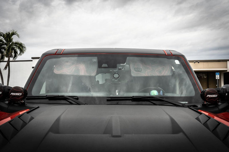 Topo Interior Sun Visor Overlays (Printed Series) - 2021+ Bronco (with Homelink) - StickerFab