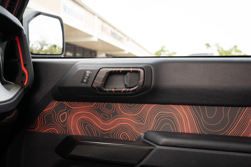 Topo Interior Door Handle Overlays - 2021+ Bronco - StickerFab