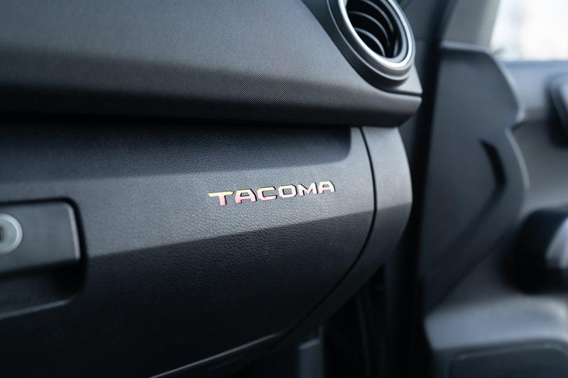 Glove Box "TACOMA" Logo Inlays (Printed Series) - 2016-2023 Tacoma - StickerFab