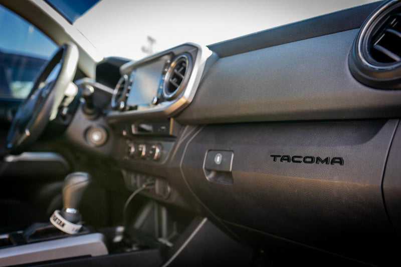 Glove Box "TACOMA" Acrylic Logo Inlays (Laser Series) - 2016-2023 Tacoma - StickerFab