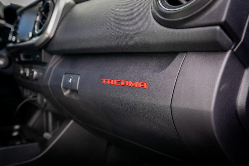 Glove Box "TACOMA" Acrylic Logo Inlays (Laser Series) - 2016-2023 Tacoma - StickerFab