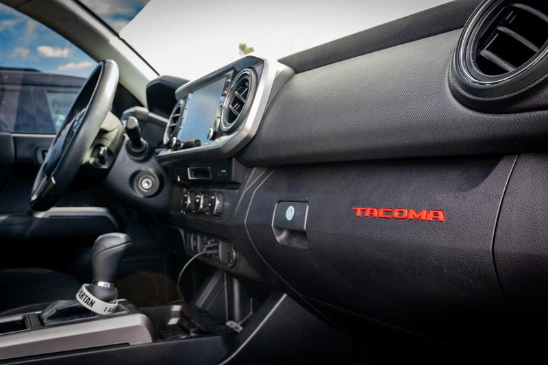 Glove Box "TACOMA" Acrylic Logo Inlays (Laser Series) - 2016-2023 Tacoma - StickerFab