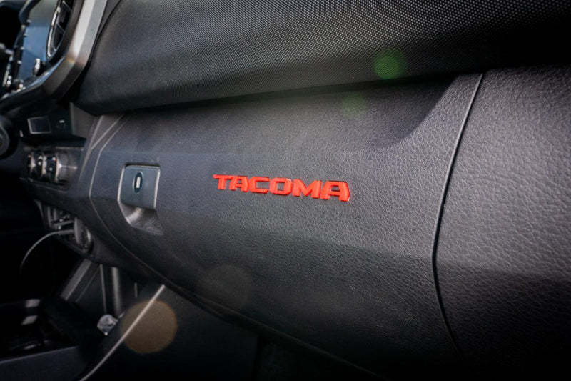 Glove Box "TACOMA" Acrylic Logo Inlays (Laser Series) - 2016-2023 Tacoma - StickerFab