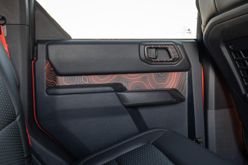 Topo Rear Interior Upper Door Card Insert Overlays (Printed Series) - 2021+ Bronco 4 Door - StickerFab