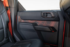 Topo Rear Interior Upper Door Card Insert Overlays (Printed Series) - 2021+ Bronco 4 Door - StickerFab