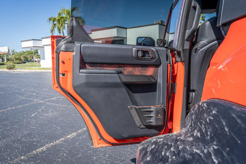 Topo Rear Interior Upper Door Card Insert Overlays (Printed Series) - 2021+ Bronco 4 Door - StickerFab