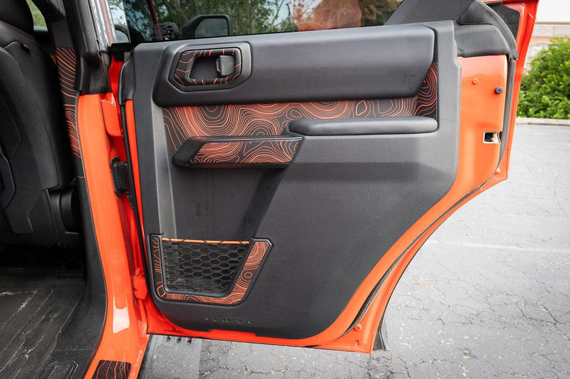 Topo Rear Door Net Trim Overlay Kit (Printed Series) - 2021+ Bronco - StickerFab