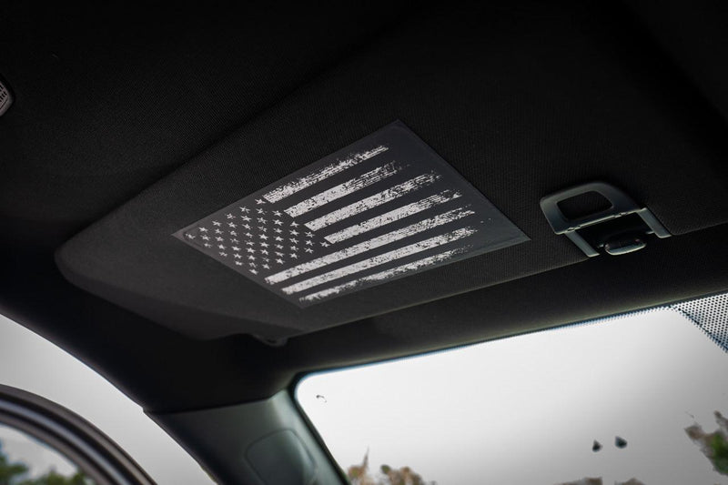 Sun Visor Airbag Label Distressed American Flag Overlays - 2024+ Tacoma - StickerFab