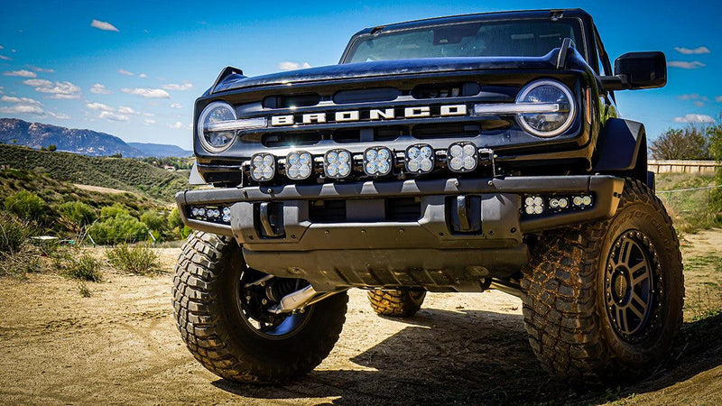 Baja Designs Squadron Sport / Dual S2 Sport Triple Bumper Fog Light Kit - 2021+ Bronco (HD Modular Bumper) - StickerFab