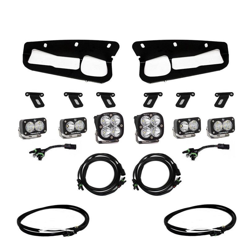 Baja Designs Squadron Sport / Dual S2 Sport Triple Bumper Fog Light Kit - 2021+ Bronco (HD Modular Bumper) - StickerFab