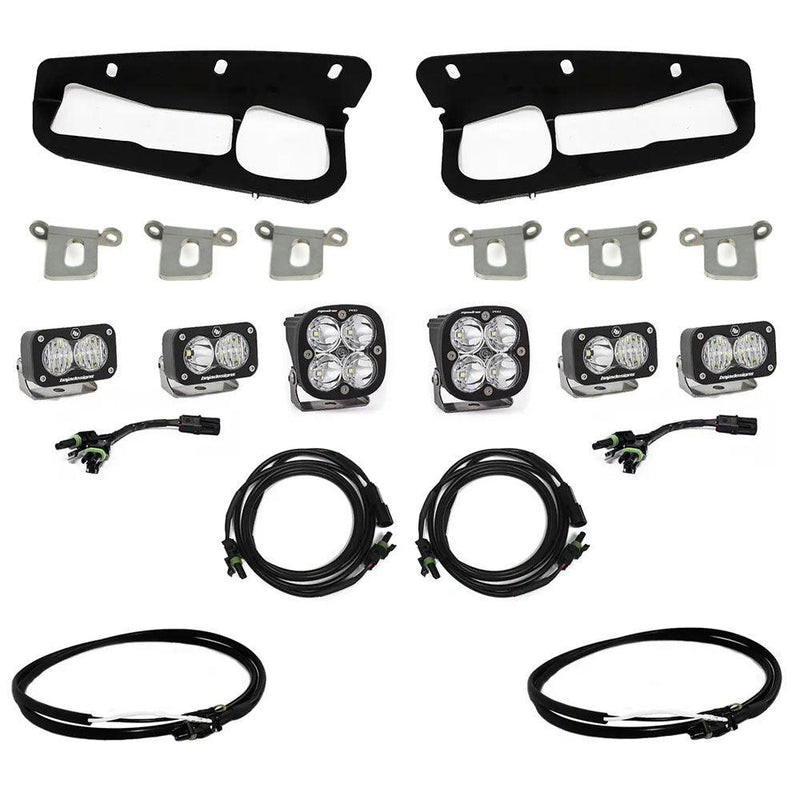 Baja Designs Squadron Pro / Dual S2 Sport Triple Bumper Fog Light Kit - 2021+ Bronco (HD Modular Bumper) - StickerFab