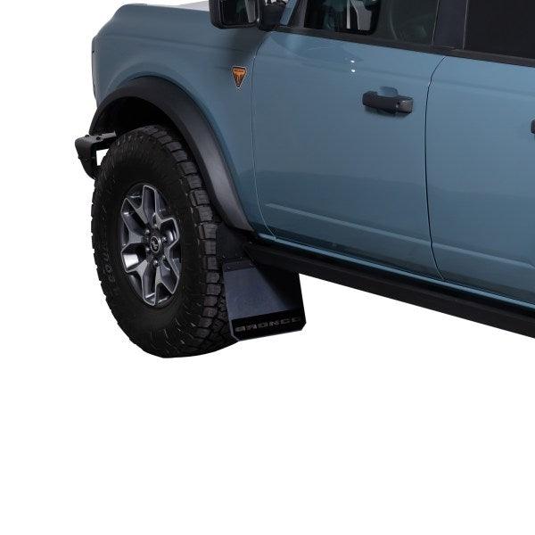 Putco Ford Licensed Mud Flaps - 2021+ Bronco (w/ Factory Crash Bars) - StickerFab