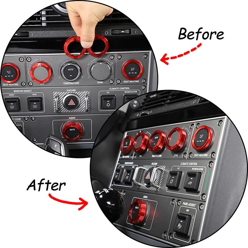 OSD Climate Control / Center Dash Aluminum Knob Rings - 2024+ Grenadier - StickerFab