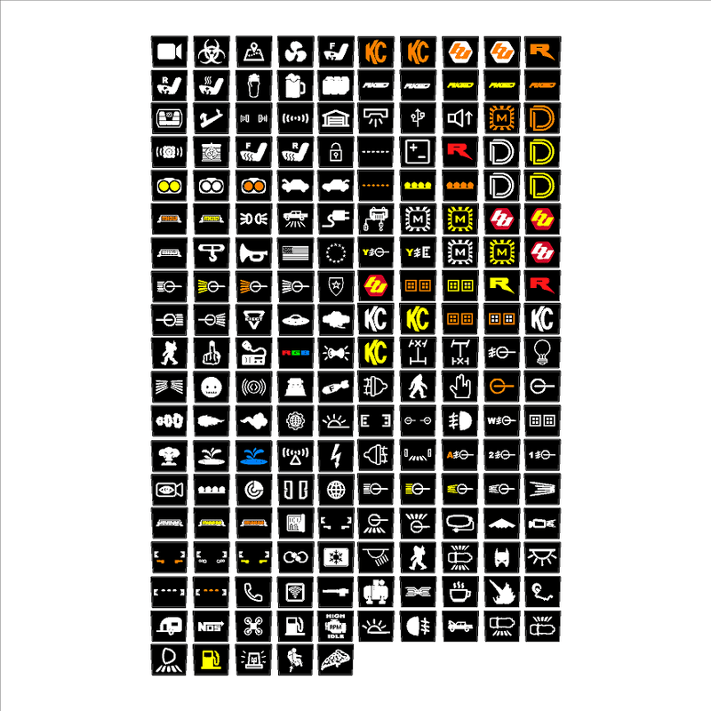 Printed Series Auxiliary Switch Labels (Upfitter) - 2017-2020 F-150 Raptor, 2017-2022 F-250 / F-350 Super Duty / 2024+ Grenadier - StickerFab