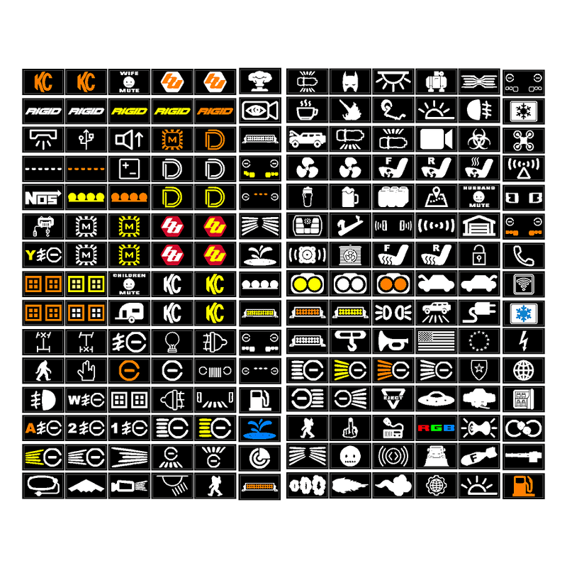 Printed Series Auxiliary Switch Labels (Upfitter) - 2018+ Jeep Wrangler / Gladiator JL / JT - StickerFab