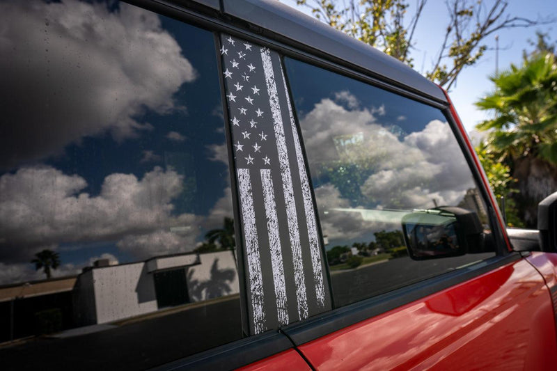 American Flag B Pillar Protection Kit (Printed Series) - 2021+ Bronco 4 Door - StickerFab