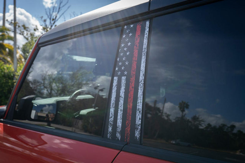 American Flag B Pillar Protection Kit (Printed Series) - 2021+ Bronco 4 Door - StickerFab