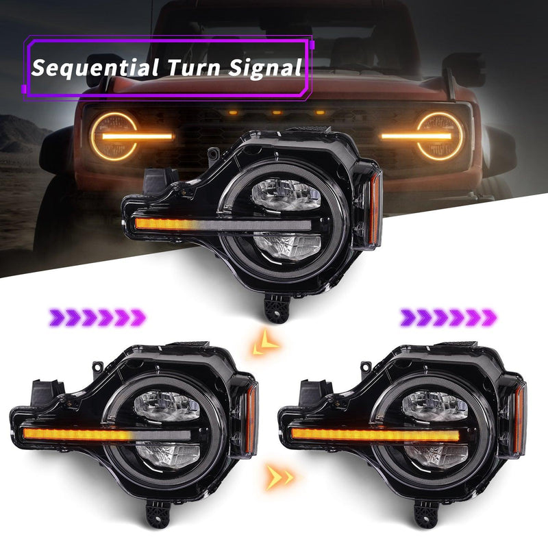 Archaic R Style High Output LED Headlights - 2021+ Bronco - StickerFab