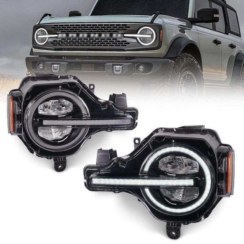 Archaic R Style High Output LED Headlights - 2021+ Bronco - StickerFab