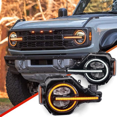 Archaic R Style High Output LED Headlights - 2021+ Bronco - StickerFab