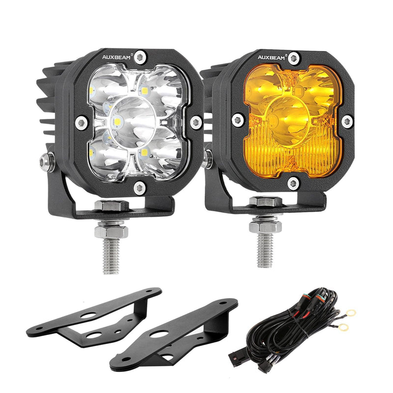 Auxbeam 3" Dual Pod Ditch Lights (White / Yellow) V1 - 2021+ Bronco - StickerFab