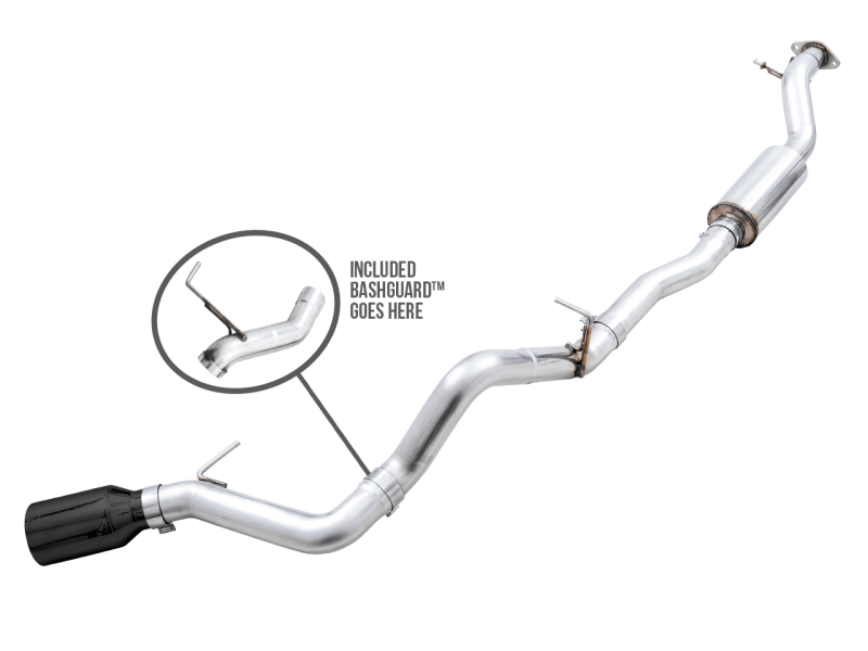 AWE Tuning 0FG Single Rear Exit Exhaust w/5" Diamond Black Tip & Bash Guard - 2021+ Bronco 2.3L/2.7L - StickerFab