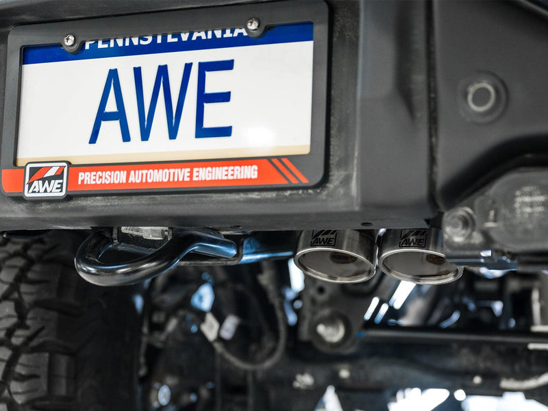 AWE Tuning 22-24 Ford Bronco Raptor 4WD Dual BashGuards Cat-Back SwitchPath Exhaust (No Tips) - 2022+ Bronco Raptor - StickerFab