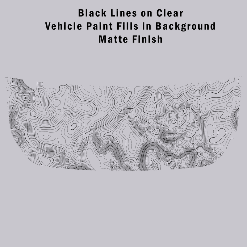 Stealth Black Topographic Map Hood Overlay (Printed Series) - 2021+ Bronco - StickerFab