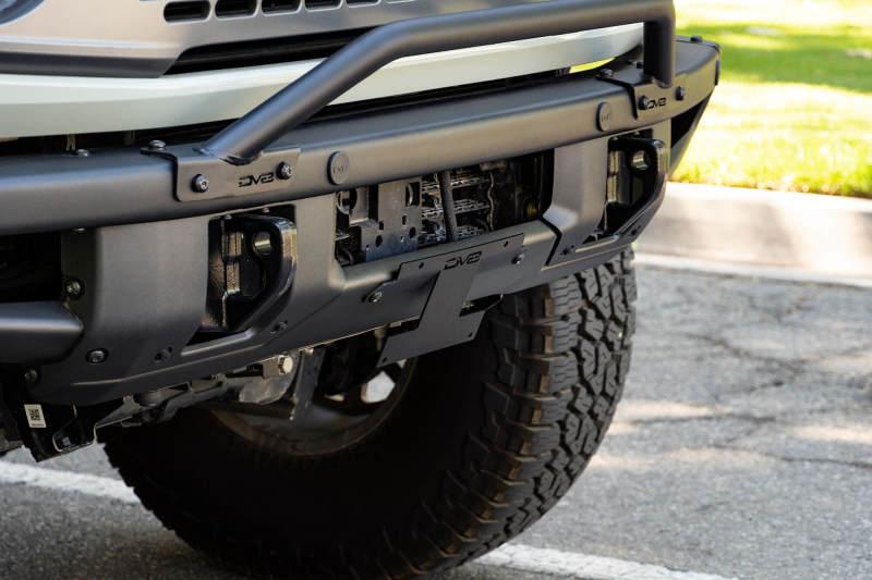 DV8 License Plate Relocation Bracket V2 Center for OEM HD Modular Bumper - 2021+ Bronco (non-Raptor) - StickerFab