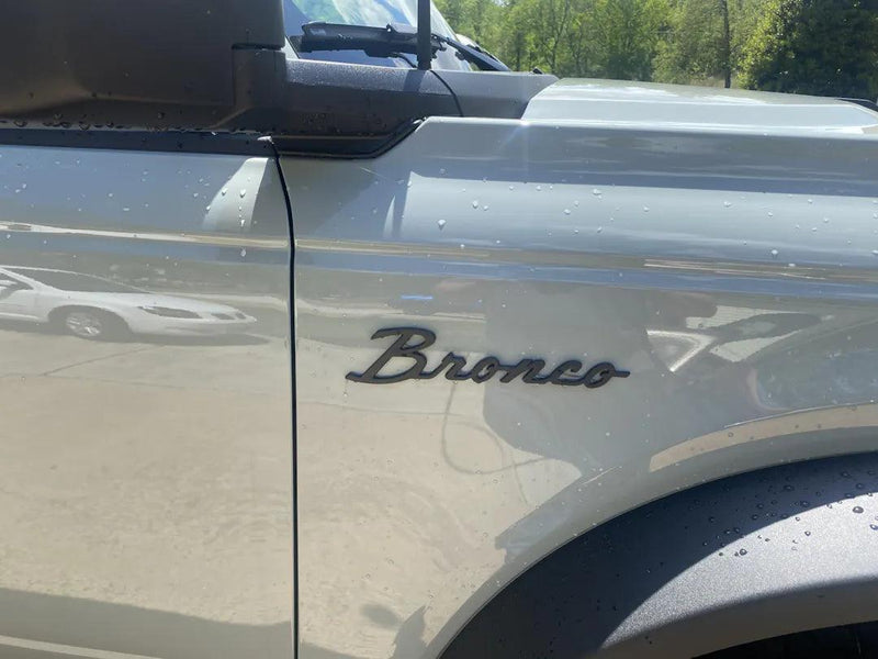 Ford Licensed Bronco Cursive Script Metal Emblem Kit (Modified) - 2021+ Bronco - StickerFab