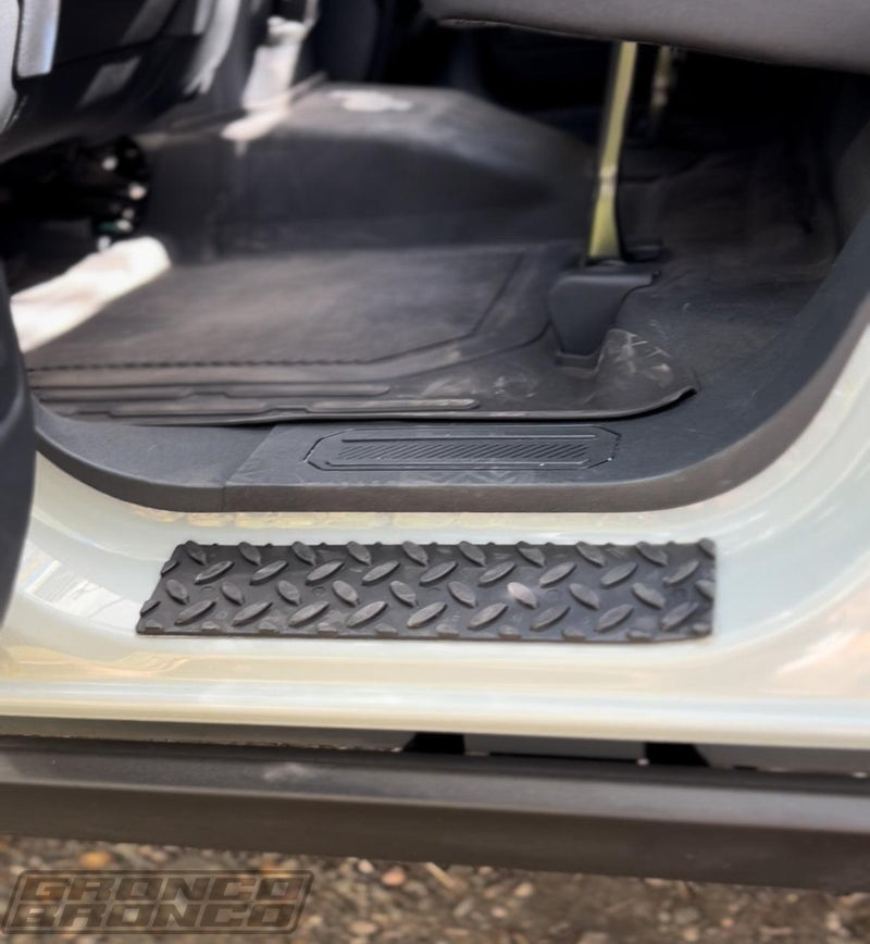 Gronco Bronco Rubber Diamond Plate Door Sill Protectors - 2021+ Bronco 2 Door and 4 Door - StickerFab