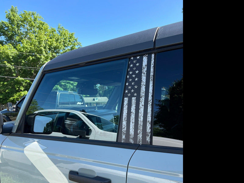 American Flag B Pillar Protection Kit (Printed Series) - 2021+ Bronco 4 Door - StickerFab