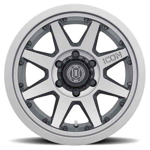 ICON Rebound Pro 17x8.5 6x5.5 0mm Offset 4.75in BS 106.1mm Bore Titanium Wheel - 2021+ Ford Bronco - StickerFab