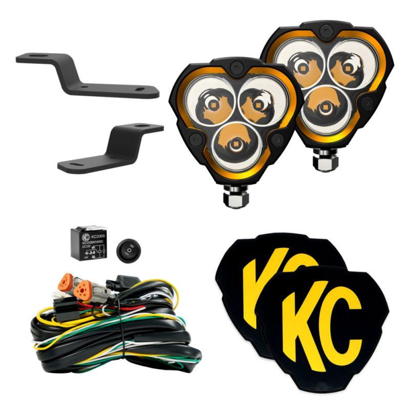 KC HiLiTES FLEX ERA 3 2-Light Sys Ditch Light Kits (Spot Beam) - 2021+ Bronco - StickerFab