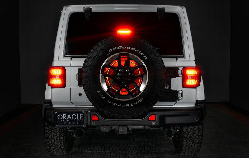 Oracle LED Red Illuminated Spare Tire Wheel Ring Third Brake Light - 2018+ Wrangler JL - StickerFab