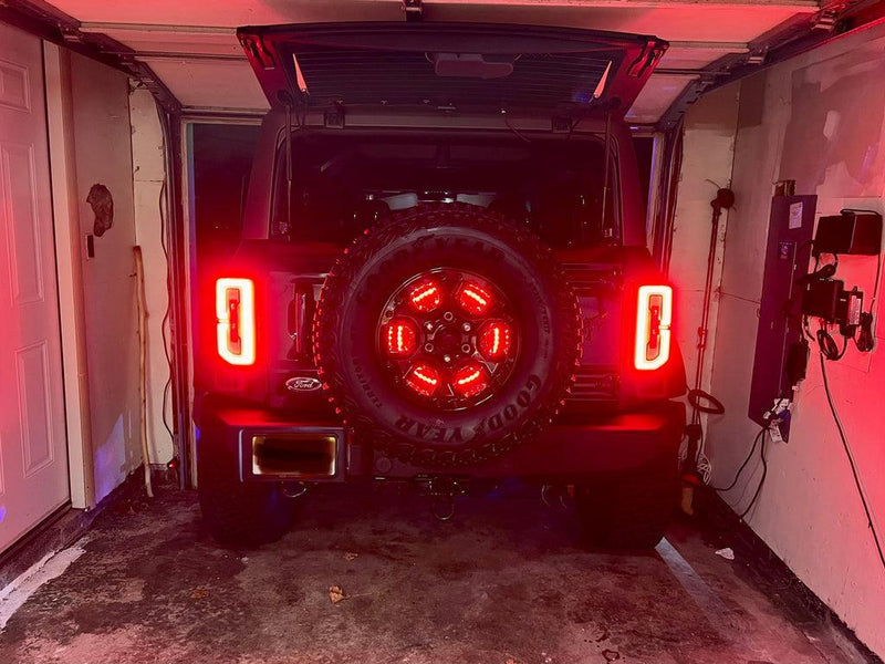 Oracle LED Red Illuminated Spare Tire Wheel Ring Third Brake Light - 2021+ Bronco - StickerFab