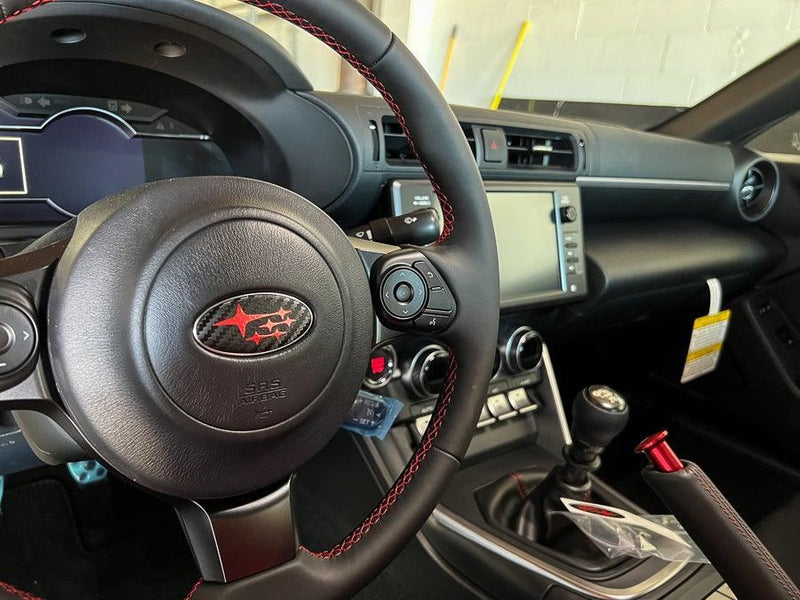 "STI" Steering Wheel Emblem Overlay V2 - 2022+ BRZ - StickerFab