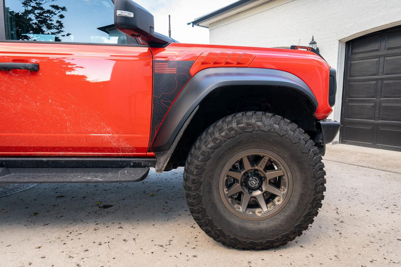 Topo American Flag Fender Overlays (Clear) - 2022+ Bronco Raptor - StickerFab